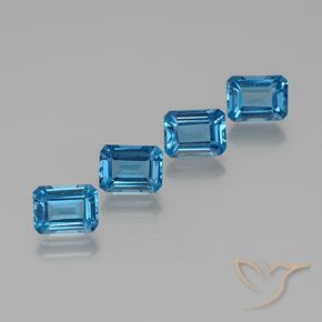 7.76ctw Natural Azul Suíço Topázio, Corte Esmeralda, VS
