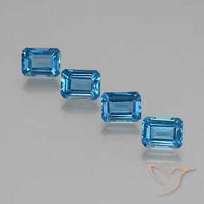 Pedras preciosas de Topázio Azul Suíço natural de 7.76 ct, Corte Octógono / Esmeralda, VS
