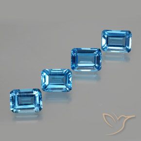 Pedras preciosas de Topázio Azul Suíço natural de 7.97 ct, Corte Esmeralda, VS