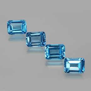 Pedras preciosas de topázio azul natural de 8,16 ct, corte esmeralda, VS