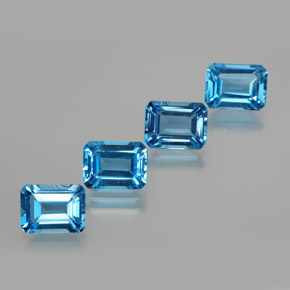 Pedras preciosas de topázio azul natural de 8,16 ct, corte esmeralda, VS