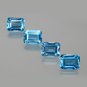 Pedras preciosas de topázio azul natural de 8,25 ct, corte esmeralda, VS