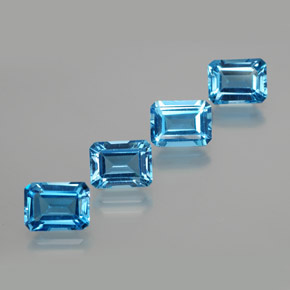 Pedras preciosas de topázio azul natural de 8,25 ct, corte esmeralda, VS