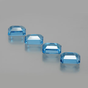 Pedras preciosas de topázio azul natural de 8,25 ct, corte esmeralda, VS