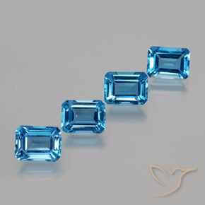 Pedras preciosas de Topázio Azul Suíço natural de 8.32 ct, Corte Octógono / Esmeralda, VS