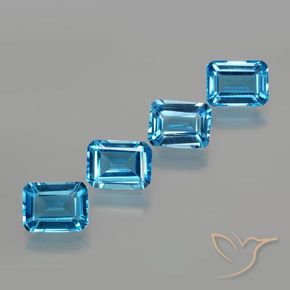 Pedras preciosas de Topázio Azul Suíço natural de 7.53 ct, Corte Octógono / Esmeralda, VS