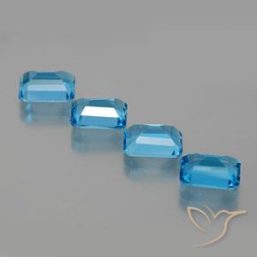 Pedras preciosas de Topázio Azul Suíço natural de 7.53 ct, Corte Octógono / Esmeralda, VS