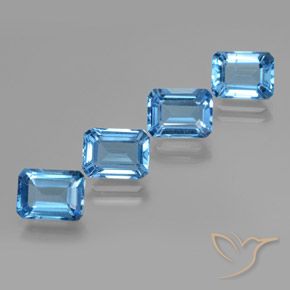 Pedras preciosas de Topázio Azul Suíço natural de 8.41 ct, Corte Octógono / Esmeralda, VS
