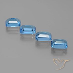 Pedras preciosas de Topázio Azul Suíço natural de 8.41 ct, Corte Octógono / Esmeralda, VS