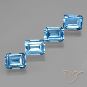 Pedras preciosas de Topázio Azul Suíço natural de 8.16 ct, Corte Octógono / Esmeralda, VS
