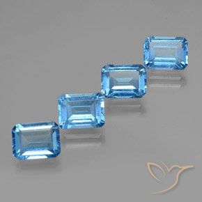 Pedras preciosas de Topázio Azul Suíço natural de 8.32 ct, Corte Octógono / Esmeralda, VS