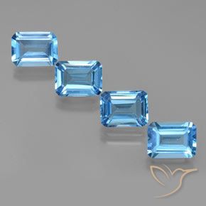 7.76ctw Natural Azul Suíço Topázio, Corte Esmeralda, VS