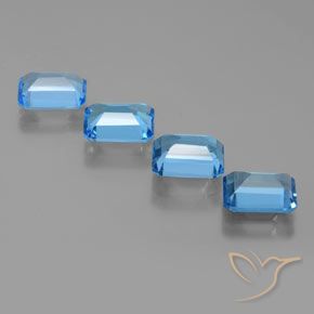 Pedras preciosas de Topázio Azul Suíço natural de 7.76 ct, Corte Octógono / Esmeralda, VS