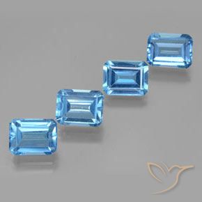 Pedras preciosas de Topázio Azul Suíço natural de 7.93 ct, Corte Octógono / Esmeralda, VS