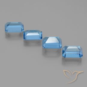 Pedras preciosas de Topázio Azul Suíço natural de 7.93 ct, Corte Octógono / Esmeralda, VS