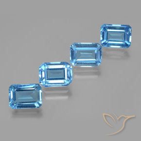 Pedras preciosas de Topázio Azul Suíço natural de 8.19 ct, Corte Octógono / Esmeralda, VS