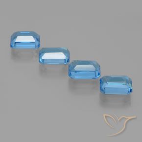 Pedras preciosas de Topázio Azul Suíço natural de 8.19 ct, Corte Octógono / Esmeralda, VS