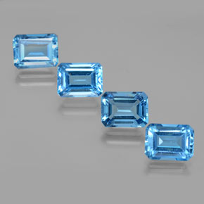 Pedras preciosas de Topázio Azul Suíço natural de 8.59 ct, Corte Esmeralda, VS