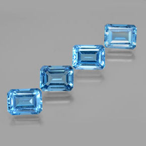Pedras preciosas de Topázio Azul Suíço natural de 8.59 ct, Corte Esmeralda, VS