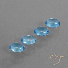 Pedras preciosas de topázio azul natural de 3,89 ct, corte oval, transparente