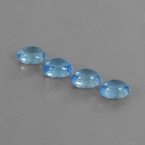 Pedras preciosas de topázio azul natural de 3,96 ct, corte oval, transparente