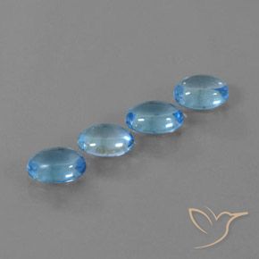 Pedras preciosas de Topázio Azul Suíço natural de 3.95 ct, oval, Transparente