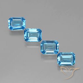 6.94ctw Natural Azul Suíço Topázio, Corte Esmeralda, VVS-VS