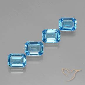 Pedras preciosas de Topázio Azul Suíço natural de 6.94 ct, Corte Octógono / Esmeralda, VVS-VS