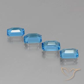 Pedras preciosas de Topázio Azul Suíço natural de 6.94 ct, Corte Octógono / Esmeralda, VVS-VS