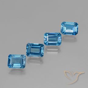Pedras preciosas de Topázio Azul Suíço natural de 8.03 ct, Corte Octógono / Esmeralda, VVS-VS