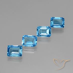 Pedras preciosas de Topázio Azul Suíço natural de 8.18 ct, Corte Octógono / Esmeralda, VVS-VS