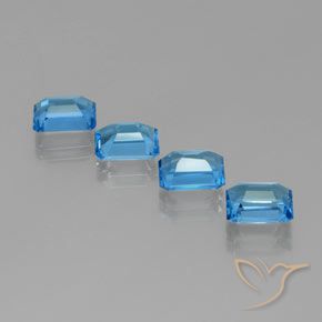 Pedras preciosas de Topázio Azul Suíço natural de 8.18 ct, Corte Octógono / Esmeralda, VVS-VS