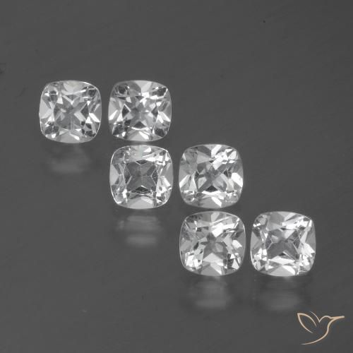 Pedras preciosas de topázio branco natural de 3,03 ct, almofada cortada, VVS-VS