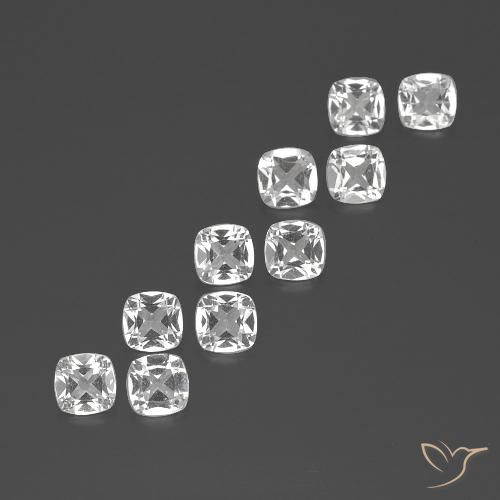 Pedras preciosas de topázio branco natural de 4,53 ct, almofada cortada, VVS-VS