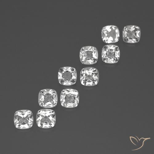 Pedras preciosas de topázio branco natural de 4,74 ct, almofada cortada, VVS-VS
