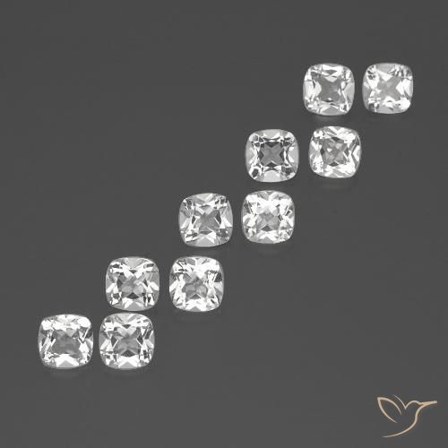 Pedras preciosas de topázio branco natural de 4,89 ct, almofada cortada, VVS-VS