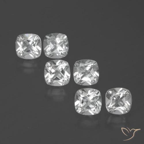 2.92ctw Natural Branco claro Topázio, Almofada, VVS-VS