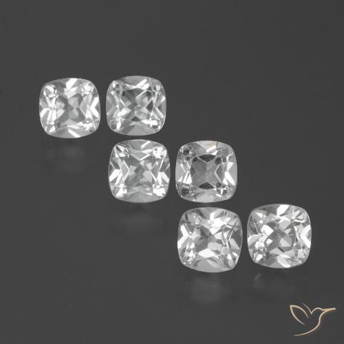 Pedras preciosas de topázio branco natural de 2,96 ct, almofada cortada, VVS-VS