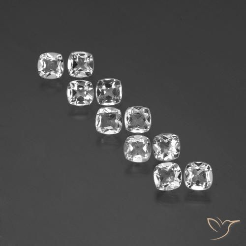 Pedras preciosas de Topázio Branco claro natural de 4.41 ct, Almofada cortada, VVS-VS