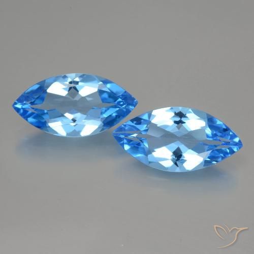 8.48ctw Natural Azul Suíço Topázio, Marquesa, VVS-VS