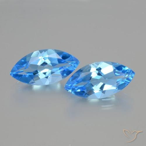 8.79ctw Natural Azul Suíço Topázio, Marquesa, VVS