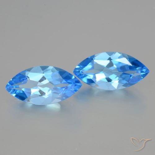 Pedras preciosas de Topázio Azul Suíço natural de 8.79 ct, Marquesa, VVS