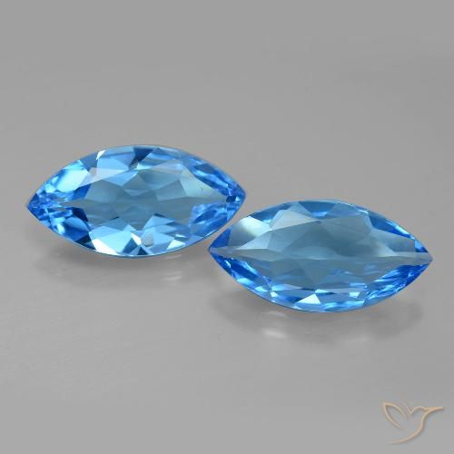 6.53ctw Natural Azul Suíço Topázio, Marquesa, VVS-VS