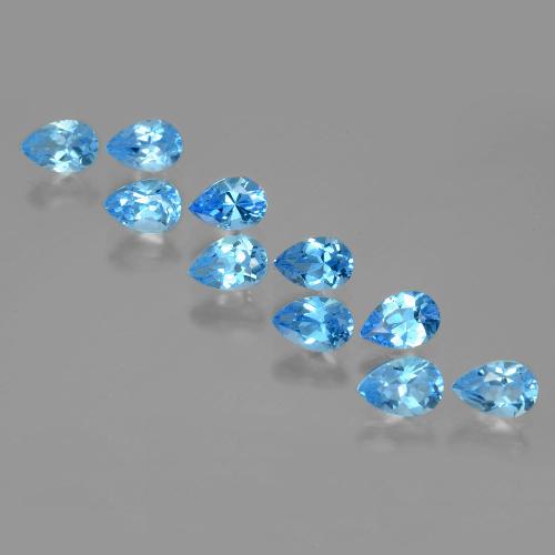 Pedras preciosas de topázio azul natural de 5,30 ct, formato de pêra, VVS-VS