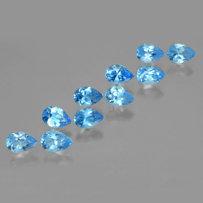 Pedras preciosas de topázio azul natural de 5,30 ct, formato de pêra, VVS-VS
