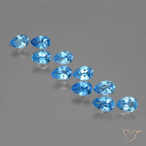 Pedras preciosas de topázio azul natural de 4,63 ct, formato de pêra, VVS-VS