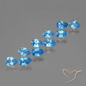 Pedras preciosas de topázio azul natural de 4,63 ct, formato de pêra, VVS-VS
