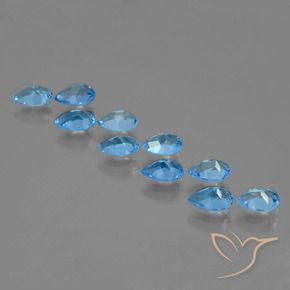 Pedras preciosas de topázio azul natural de 4,63 ct, formato de pêra, VVS-VS