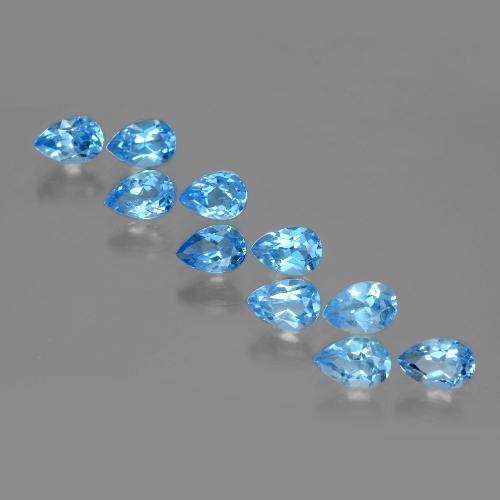Pedras preciosas de Topázio Azul Suíço natural de 5.47 ct, Formato de pêra, VVS-VS