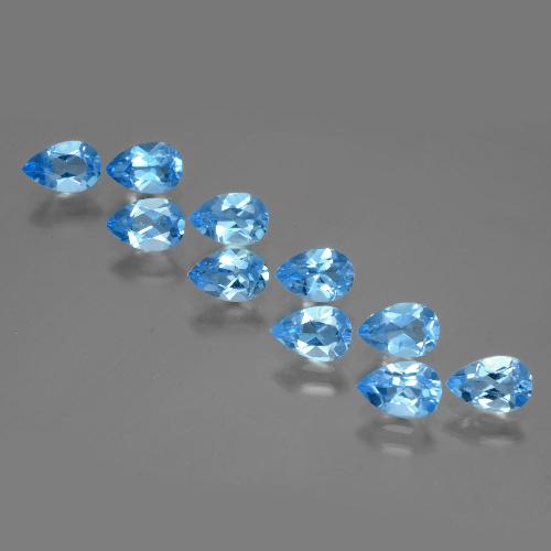 Pedras preciosas de topázio azul natural de 4,97 ct, formato de pêra, VVS-VS